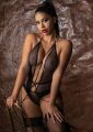 Боди со стрепами в мелкую сетку Daring Intimates, черный, S/M