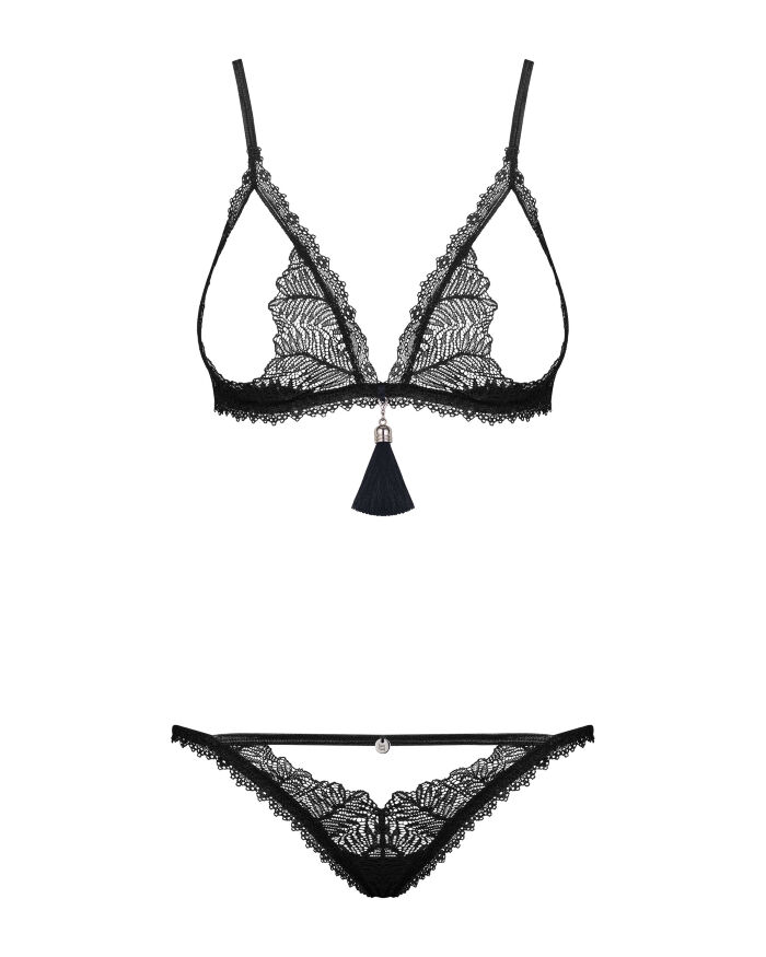 Комплект Obsessive Romanesa (Бюстгальтер и стринги) Black L\XL