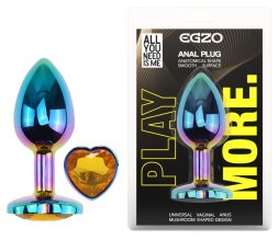 Анальная пробка с кристаллом EGZO - Multicolor Heart Plug Yellow size S