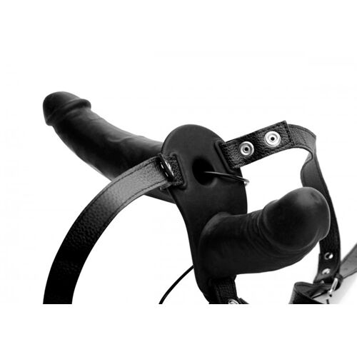 28303 /AF475-BLACK Двойной страпон с вибро Power Pegger Double Strap-On, черный