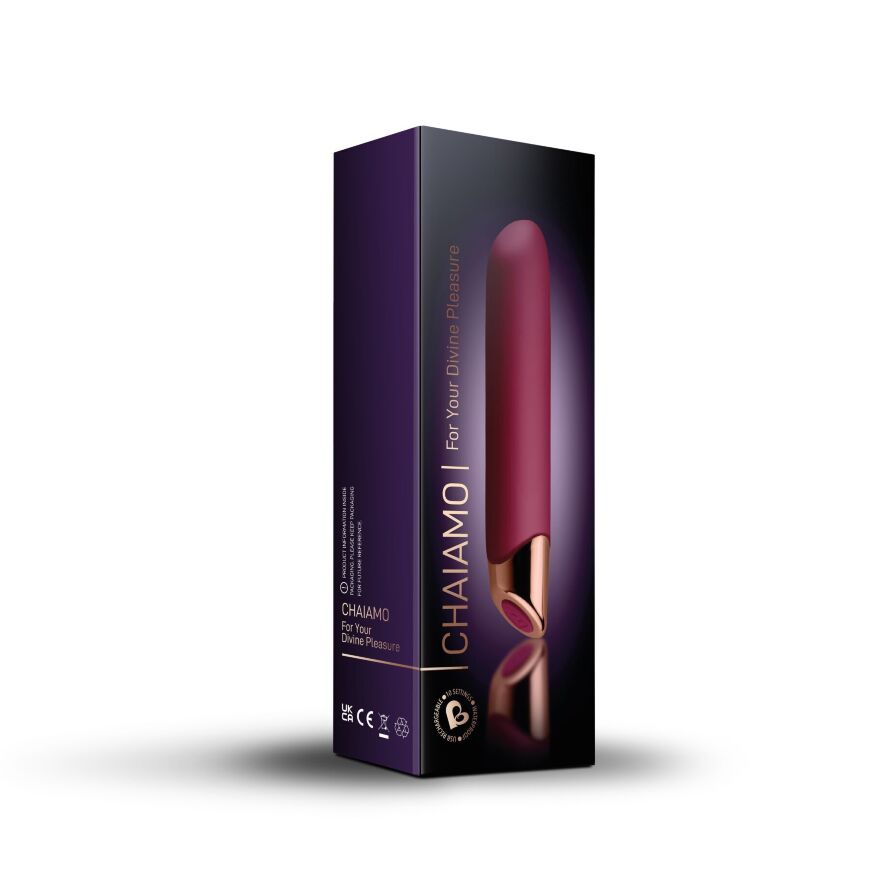 Мощный вибратор Rocks Off Chaiamo Burgundy, soft-touch силикон, до 3-х часов работы, водостойкий (мятая упаковка!!!)