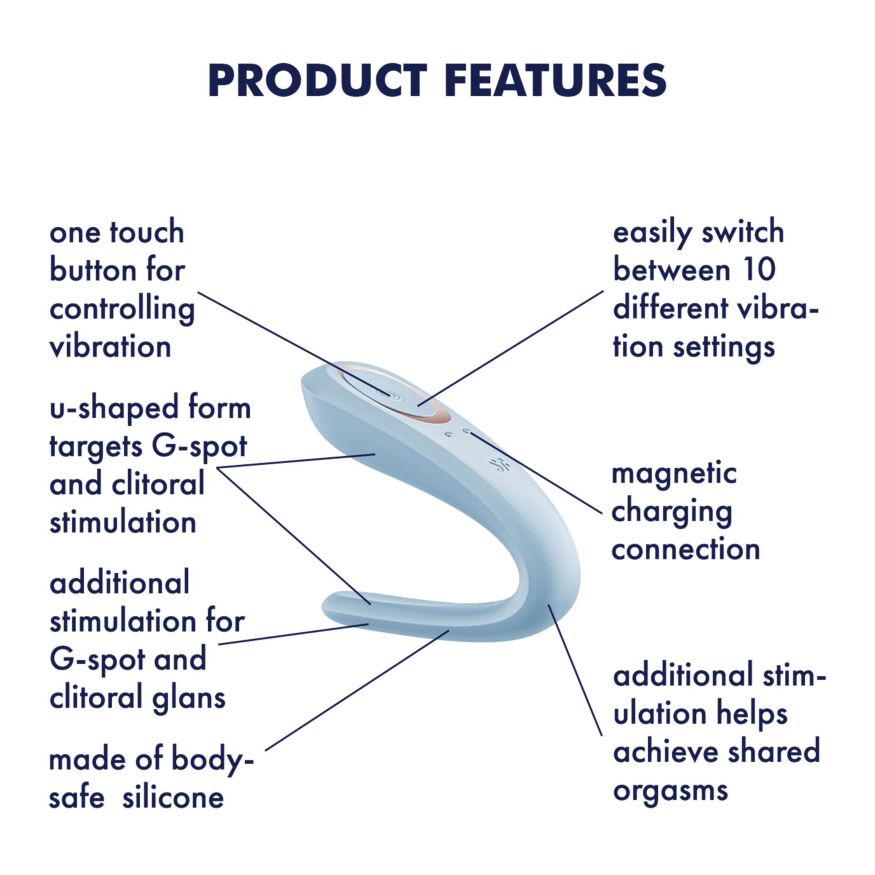 Вибратор для пар Satisfyer Double Classic Light Blue з одним двигуном