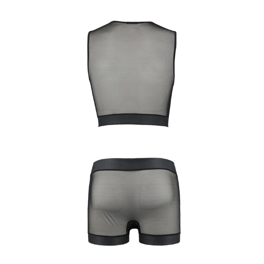 Комплект чоловічої білизни на шнурівці Passion 053 SET WILLIAM L/XL Black, жилет, боксери