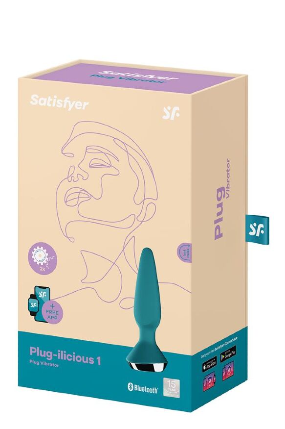 Анальна пробка з двома моторами та керуванням з телефону Satisfyer Plug-ilicious 1 Petrol, зелений