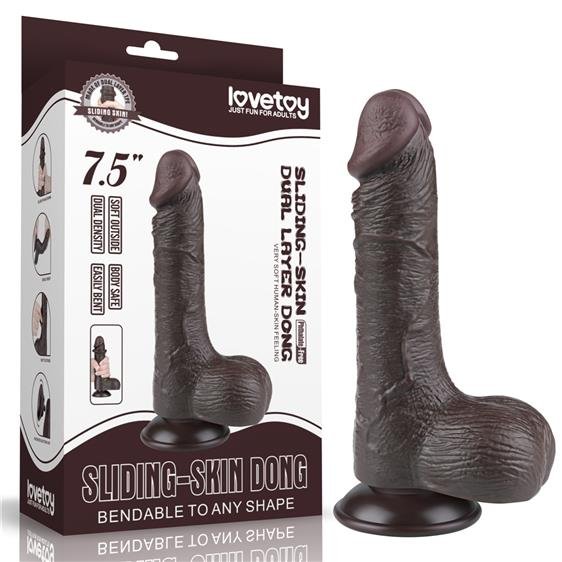Фалоімітатор - Sliding-Skin Dual Layer Dong 7.5" Black