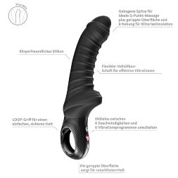 Вибратор для точки G Fun Factory TIGER Black, ребристый, подходит для анальной стимуляции