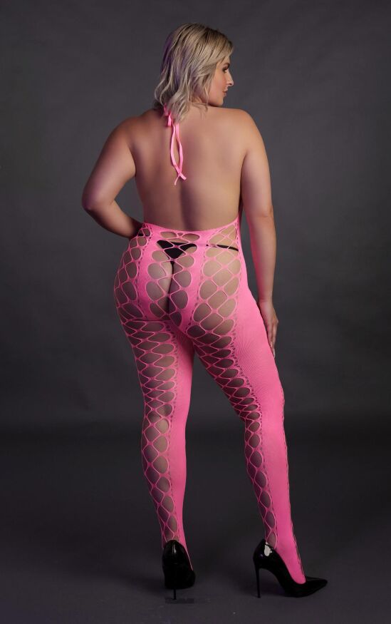 Бодистокинг - Ouch!Bodystocking With Halterneck Pink, XL/4XL