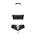 Комплект из эко-кожи Nancy Bikini black 4XL/5XL - Passion, бра и трусики с имитацией шнуровки