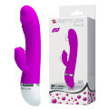 Силиконовый вибратор со стимулирующим отростком для клитора Pretty Love David Vibrator Purple