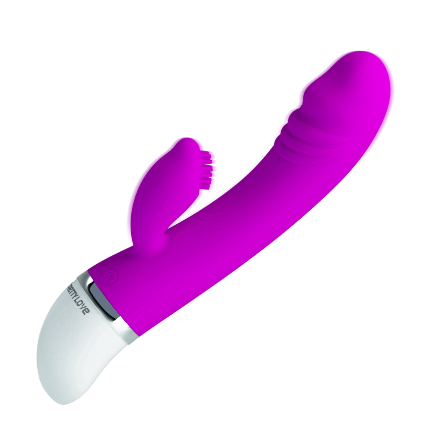 Силиконовый вибратор со стимулирующим отростком для клитора Pretty Love David Vibrator Purple