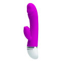 Силиконовый вибратор со стимулирующим отростком для клитора Pretty Love David Vibrator Purple