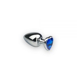 Анальна пробка Silver Heart Sapphire з кристалом у вигляді серця S