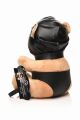 Плюшевый медвежонок HOODED Teddy Bear БДСМ в кожаном капюшоне с поводком, 23x16x12 см