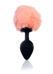 Анальна пробка - Bunny Tail Silicone Black Plug Peach