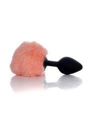 Анальна пробка - Bunny Tail Silicone Black Plug Peach