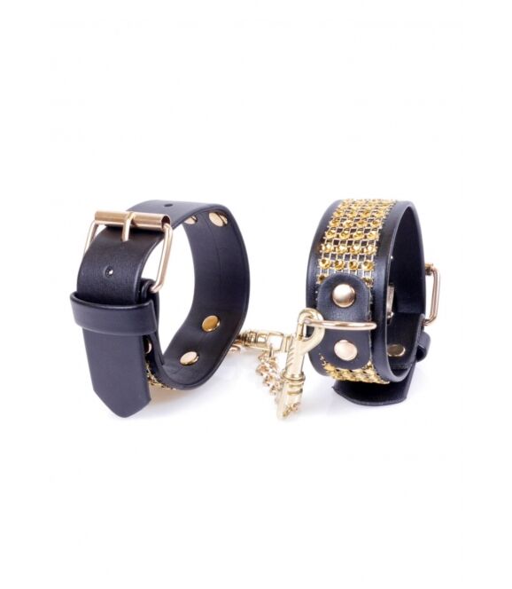 Наручники Fetish Boss Series Handcuffs with cristals 3 cm Gold