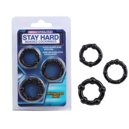 Кільця ерекційні STAY HARD набір 3шт різного розміру, чорні