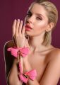 Наручники с бантиками Taboom Malibu Wrist Cuffs из веганской кожи, розовые