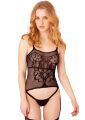 Бодистокинг ажурный Daring Intimates с имитацией подтяжек и чулков, черный