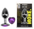 Анальна пробка з кристалом EGZO - Dark Silver Heart Plug Purple size S