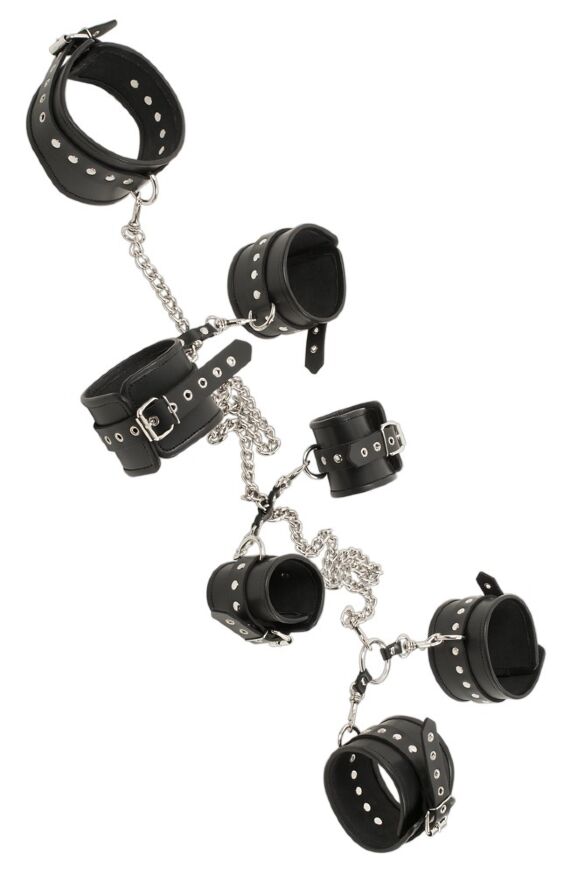 Набор фиксаторов для БДСМ игр ZADO Leather Bondage set Complete, black, S / L