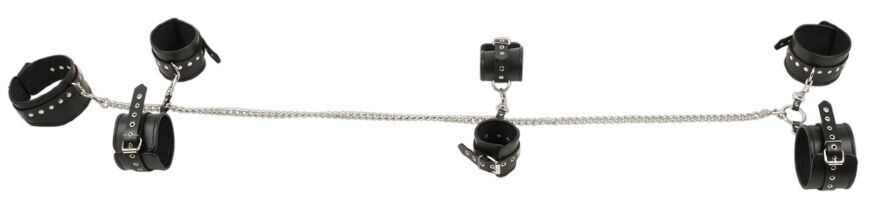 Набор фиксаторов для БДСМ игр ZADO Leather Bondage set Complete, black, S / L