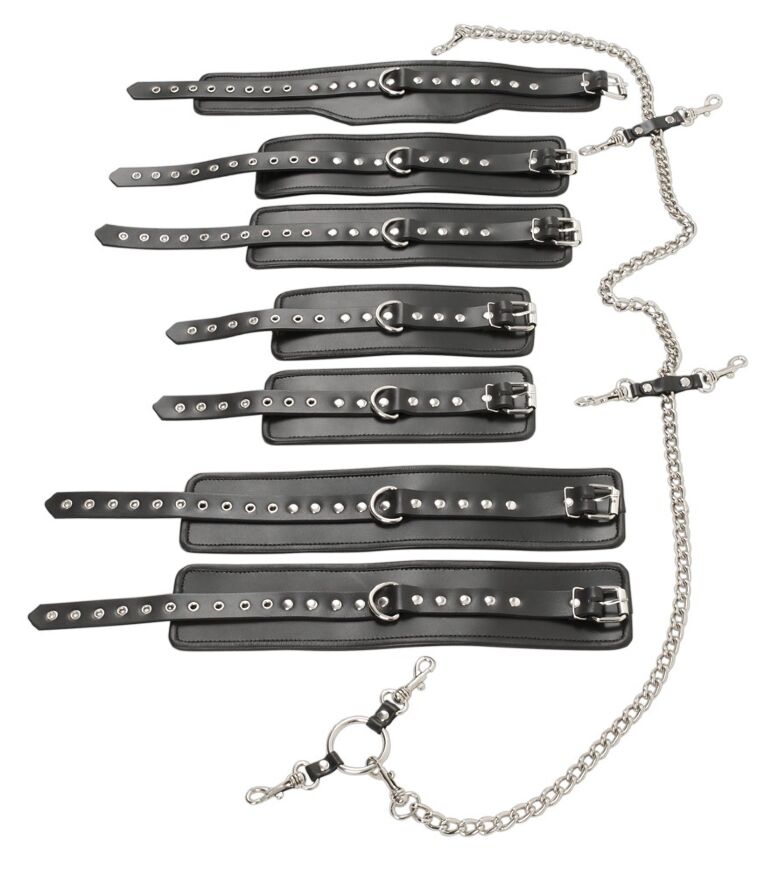 Набор фиксаторов для БДСМ игр ZADO Leather Bondage set Complete, black, S / L