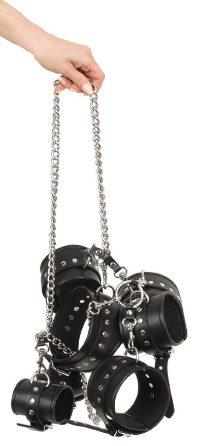 Набор фиксаторов для БДСМ игр ZADO Leather Bondage set Complete, black, S / L