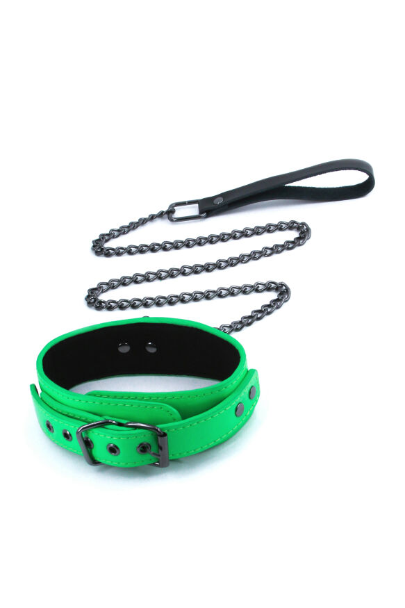 Ошейник с поводком NS Novelties ELECTRA COLLAR &amp; LEASH GREEN