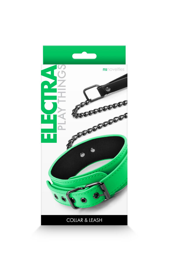 Ошейник с поводком NS Novelties ELECTRA COLLAR &amp; LEASH GREEN
