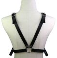 Портупея зі штучної шкіри з фіксатором Women's PU Leather Chest Harness Caged Bra GREY