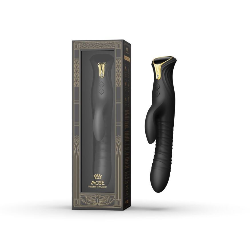 Пульсатор-кролик Zalo Mose Obsidian Black 14.4х3.7 см