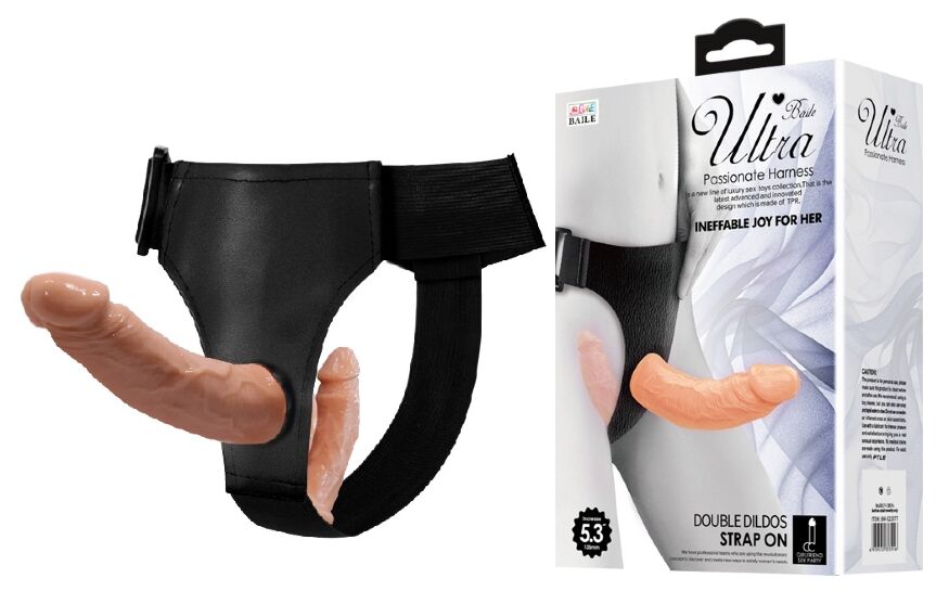Страпон с двумя насадками BAILE - DOUBLE DILDOS Strap On