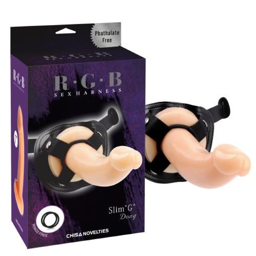 Страпон на ремнях с загнутым фаллоимитатором Chisa R.G.B Sex Harness Slim G