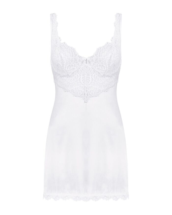 Сорочка Obsessive Amor Blanco underwire chemise &amp; thong white S/M