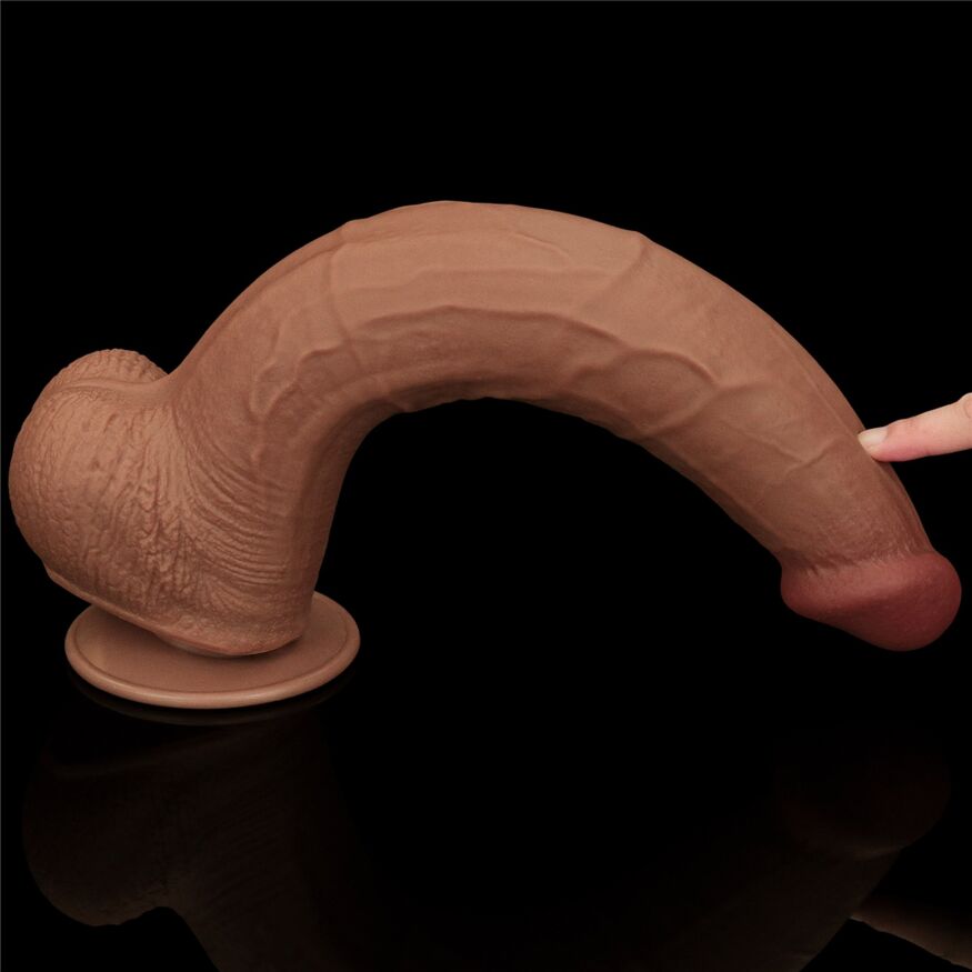 Фалос Гигант LoveToy Sliding-Skin Dual Layer Dong 13.5" Brown