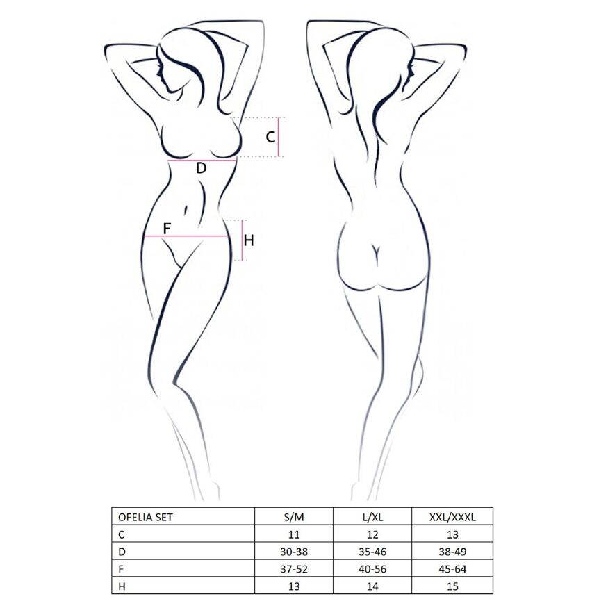 Комплект белья Passion OFELIA SET OpenBra XXL/XXXL, white, стринги, открытый лиф, широкий пояс