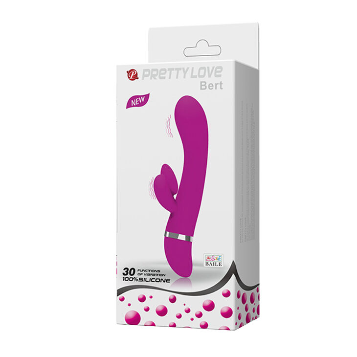 Силиконовый вибратор со стимулирующим отростком для клитора Pretty Love Bert Vibrator Purple