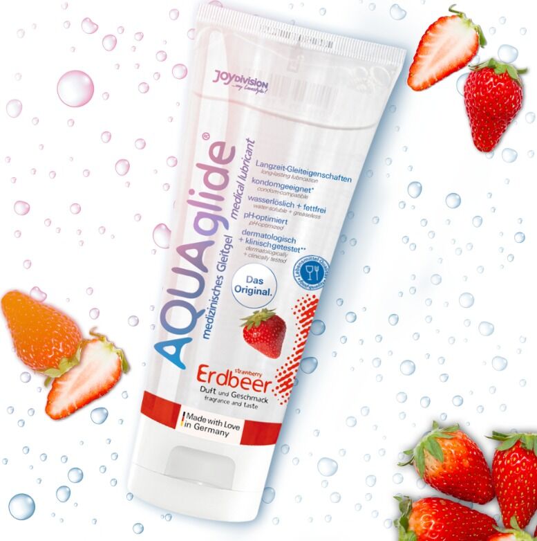 Съедобный лубрикант AQUAglide Strawberry на водной основе со вкусом клубники, 100 мл