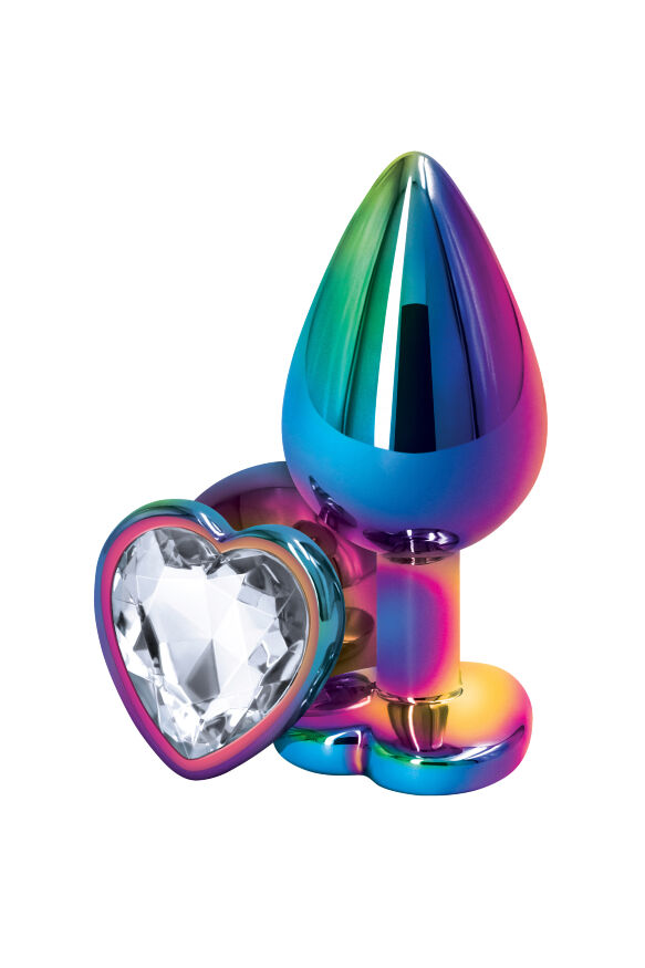 Анальная пробка NS Novelties REAR ASSETS MULTICOLOR HEART MEDIUM CLEAR