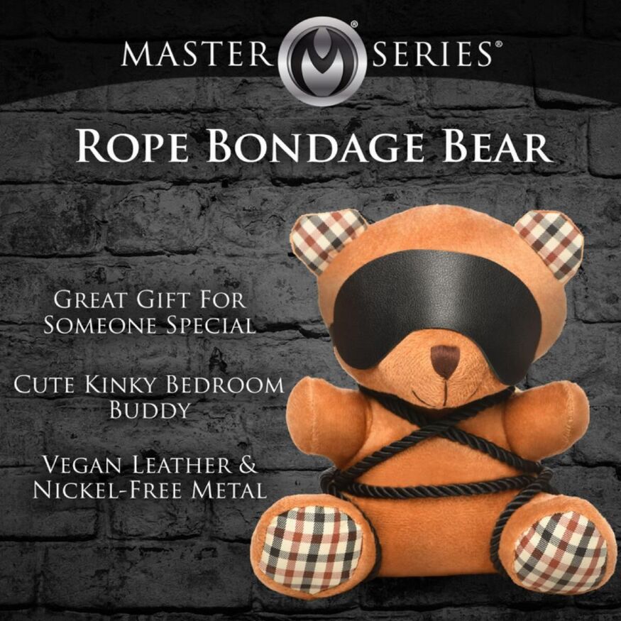 Плюшевый медвежонок ROPE Teddy Bear БДСМ в кожаной маске и обвязке, 22x16x12 см