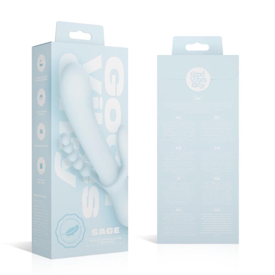 Вибратор-кролик Good Vibes Only - SAGE Triple Stimulation Vibe Soft Silicone - Blue