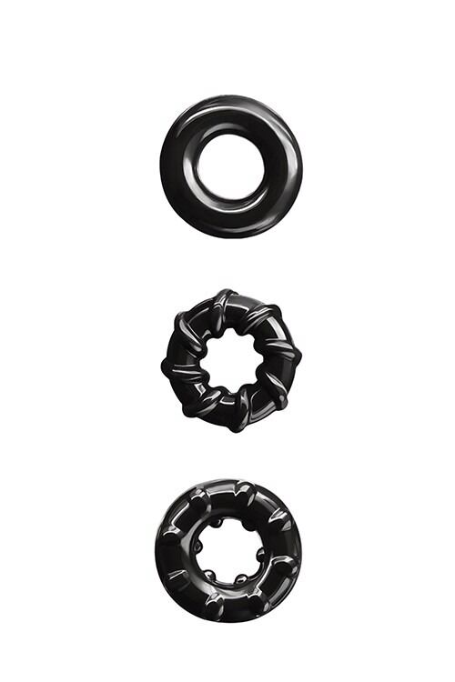 Набор эрекционных колец NS Novelties Renegade Dyno Cock Rings, черные, 3 шт