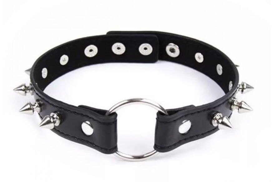 Ошейник с шипами Collar black with metal spikes
