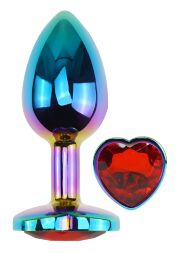 Анальная пробка с кристаллом EGZO - Multicolor Heart Plug Red size S