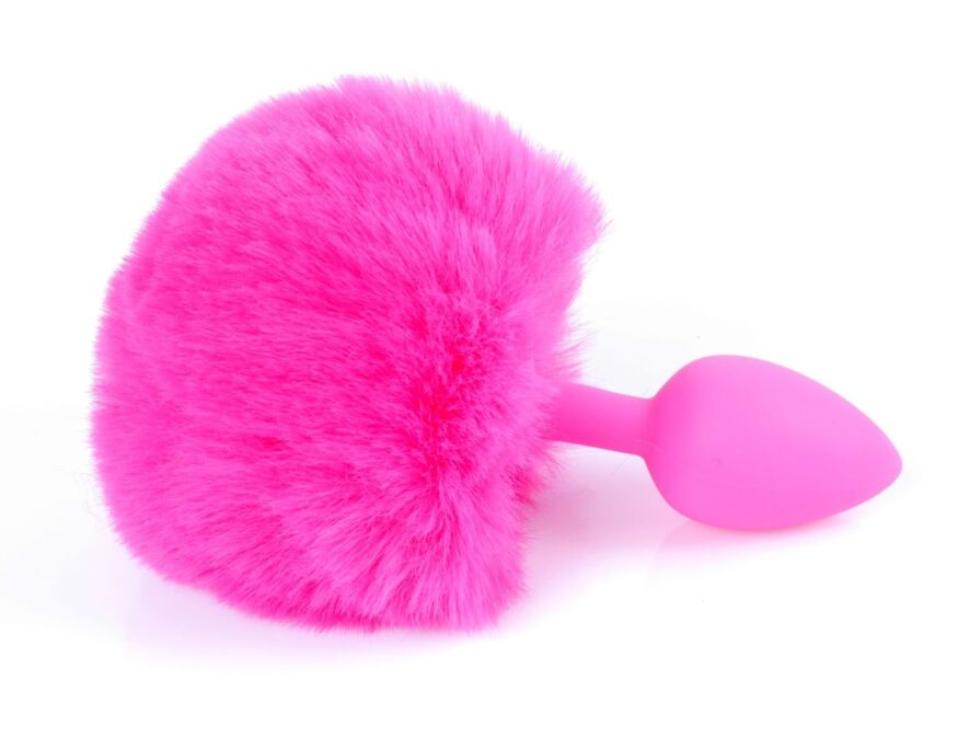 Анальная пробка ( размер S ) с хвостом Boss Series - Silicon PLUG Bunny Tail Pink, BS6400099