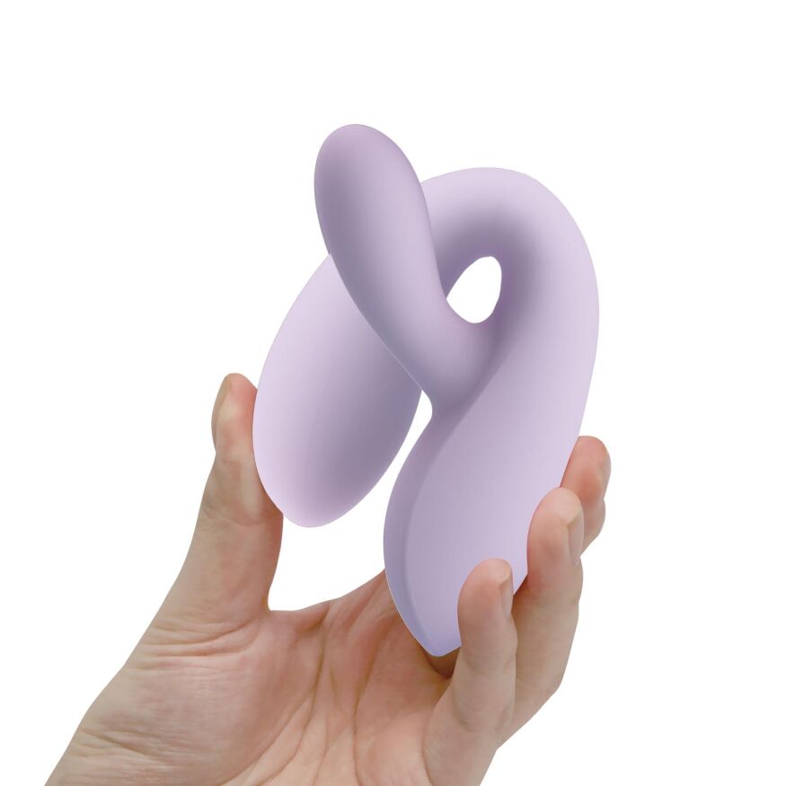 Роскошный вибратор 2в1 в нежно-сиреневом цвете ROSOLYN, 10 vibration functions, USB rechargeable, Silicone