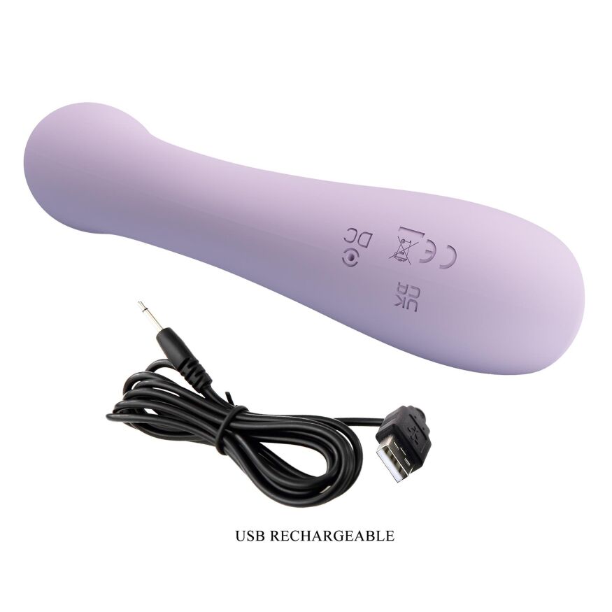 Роскошный вибратор 2в1 в нежно-сиреневом цвете ROSOLYN, 10 vibration functions, USB rechargeable, Silicone