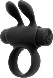 Ерекційне віброкільце S Pleasures Premium Rabbit Ring, чорне, зі знімною віброкулею та вушками