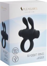 Ерекційне віброкільце S Pleasures Premium Rabbit Ring, чорне, зі знімною віброкулею та вушками